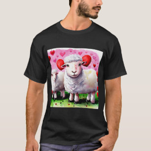 Valentijnsdag Love Heart Sheep Vriendin Fiancé T-shirt