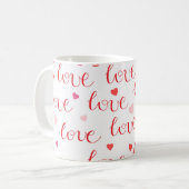 Valentijnsdag Love Hearts Red Pink Pattern Koffiemok (Voorkant links)