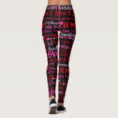 Valentijnsdag Love Hearts roze Red Black Legging (Achterkant)