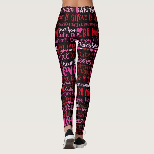Valentijnsdag Love Hearts roze Red Black Legging (Achterkant)