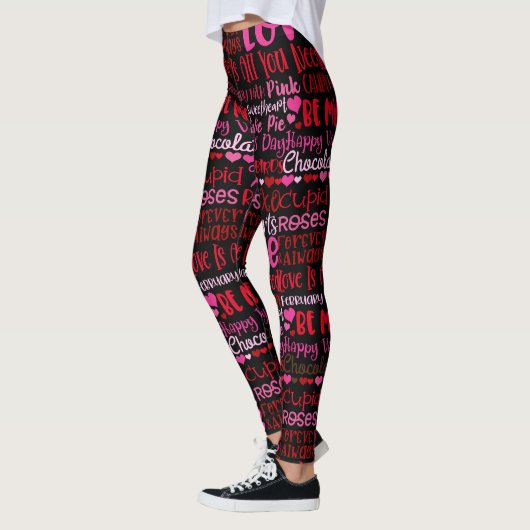 Valentijnsdag Love Hearts roze Red Black Legging (Links)