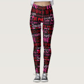 Valentijnsdag Love Hearts roze Red Black Legging (Voorkant)