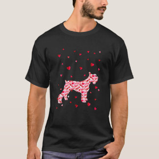Valentijnsdag Love Hearts Schnauzer Dog Puppy Lov T-shirt