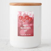 Valentijnsdag Love Red Hearts Voedselcontainer Etiket (Voorkant)