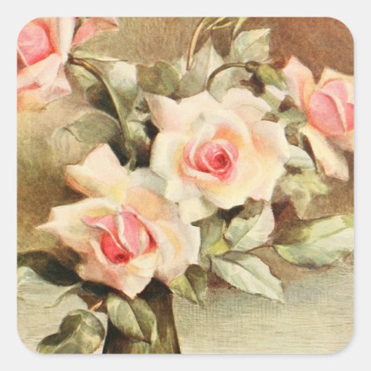 Valentijnsdag Love Romance Roses Vierkante Sticker (Voorkant)