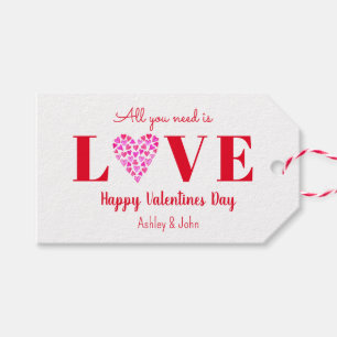 Valentijnsdag Love Script Heart Cadeaulabel