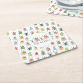 Valentijnsdag Lovebugs Vierkante Kartonnen Onderzetter (Schuin)