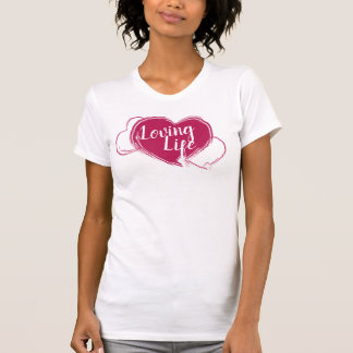Valentijnsdag Loving Life Triple Hot Pink Heart T-shirt
