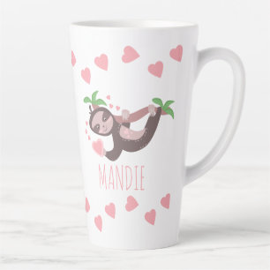 Valentijnsdag Luiaard Hartjes Drijvend Roze Mok