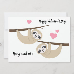 Valentijnsdag luiaard vlakke kaart