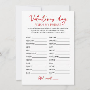 Valentijnsdag Maak mijn zin af Párty spel Kaart