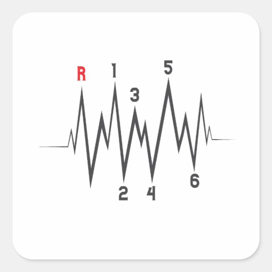 Valentijnsdag Manual Gear Stick Shift Hart Pulse Vierkante Sticker (Voorkant)