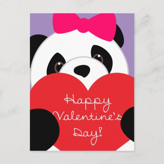 Valentijnsdag meisje panda Briefkaart (Voorkant)