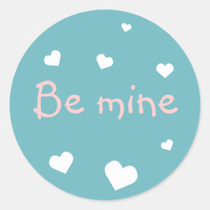 Valentijnsdag met blauw hart, aangepast aan partij ronde sticker