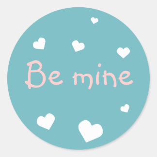 Valentijnsdag met blauw hart, aangepast aan partij ronde sticker