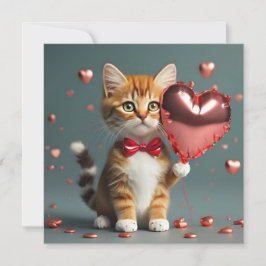 Valentijnsdag met een knuffelkat feestdagenkaart