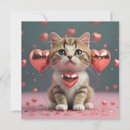 Valentijnsdag met een knuffelkat feestdagenkaart
