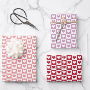 Valentijnsdag met geruite harten inpakpapier vel