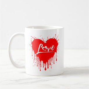 VALENTIJNSDAG MET GESMOLTEN RODE HARTEN VAN LIEFDE KOFFIEMOK