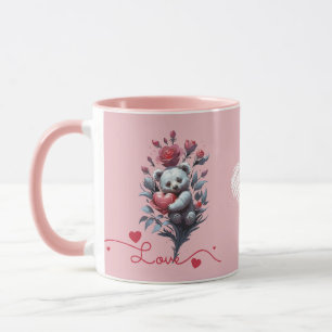 Valentijnsdag met rijke teddybeer mok
