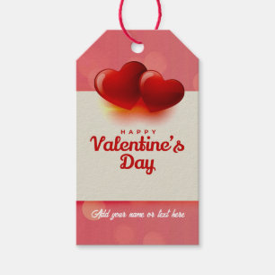 Valentijnsdag Met Rode Harten - Romantische Liefde Cadeaulabel