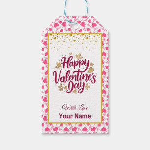 Valentijnsdag Met Rode Initiaal en Gouden Hart Gi Cadeaulabel