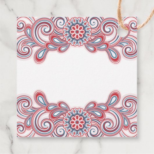 Valentijnsdag met roze bloemetjes en wervelingen bedankjes labels (Achterkant)