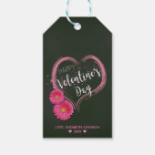 Valentijnsdag met roze hartbloemen - Label met cad Cadeaulabel (Voorkant)