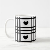 Valentijnsdag met zwarte en witte harten koffiemok (Links)