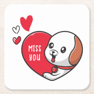 Valentijnsdag, Miss u Vierkante Kartonnen Onderzetter