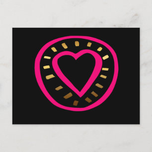 Valentijnsdag Modern Roze Hart Zwart 2 Briefkaart