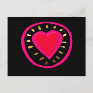 Valentijnsdag Modern Roze Hart Zwart Briefkaart