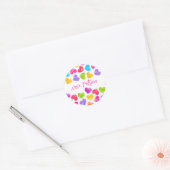 Valentijnsdag Moderne Hartjes XOXO Naam Ronde Sticker (Envelop)
