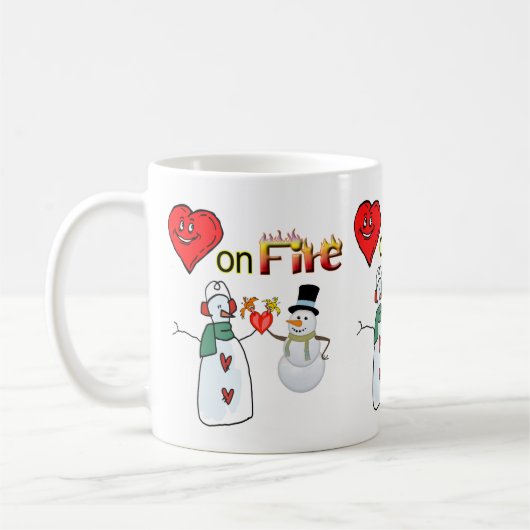 Valentijnsdag Mokken Hart Vuur Sneeuwman (Links)