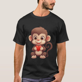 Valentijnsdag Monkey Hart Grafisch Ontwerp T-shirt