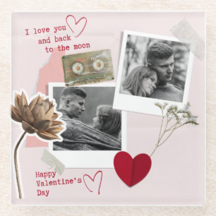 Valentijnsdag mooie stel foto rode hart glazen onderzetter