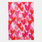 Valentijnsdag Multi Hearts Pattern Love Pink Theedoek (Verticaal)