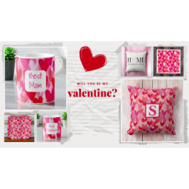 Valentijnsdag Multi Hearts Pattern Love Pink Theedoek