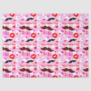 Valentijnsdag Mustaches Love and Kisses Tissue P Tissuepapier