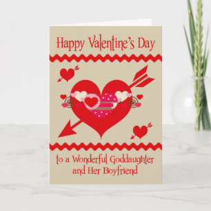 Valentijnsdag naar Goddochter en Boyvriend Feestdagen Kaart