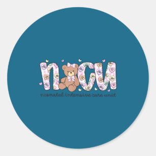 Valentijnsdag nicu-verpleegster cute beer neonatal ronde sticker