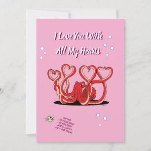 Valentijnsdag Octopus Harten Feestdagenkaart