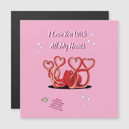 Valentijnsdag Octopus Harten Magnetische Kaart (Voorkant / Achterkant)