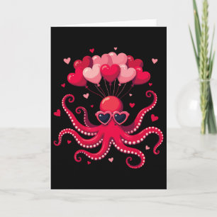 Valentijnsdag Octopus Met Hart Lloons Octopus V Kaart