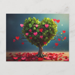 Valentijnsdag ontwerp, Hart op bomen Briefkaart