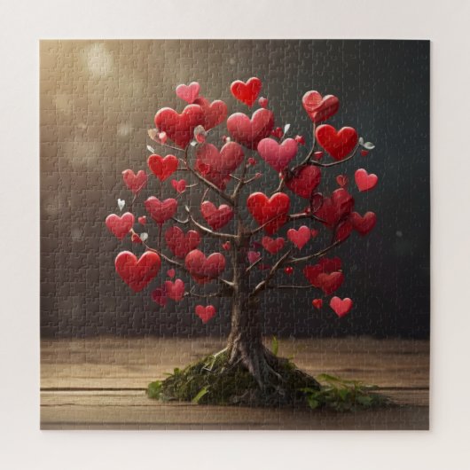 Valentijnsdag ontwerp, Hart op bomen Legpuzzel (Verticaal)