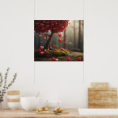 Valentijnsdag ontwerp, Hart op bomen Poster (Keuken)