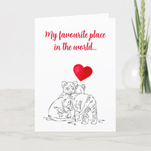 Valentijnsdag Ontwerp met Mooie Leeuwenwelpjes Feestdagen Kaart
