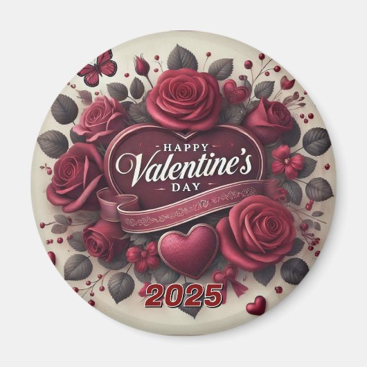 Valentijnsdag ontwerp met Rozen en hart Magneet (Voorkant)