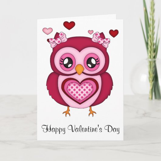 Valentijnsdag Owl Feestdagen Kaart (Voorkant)